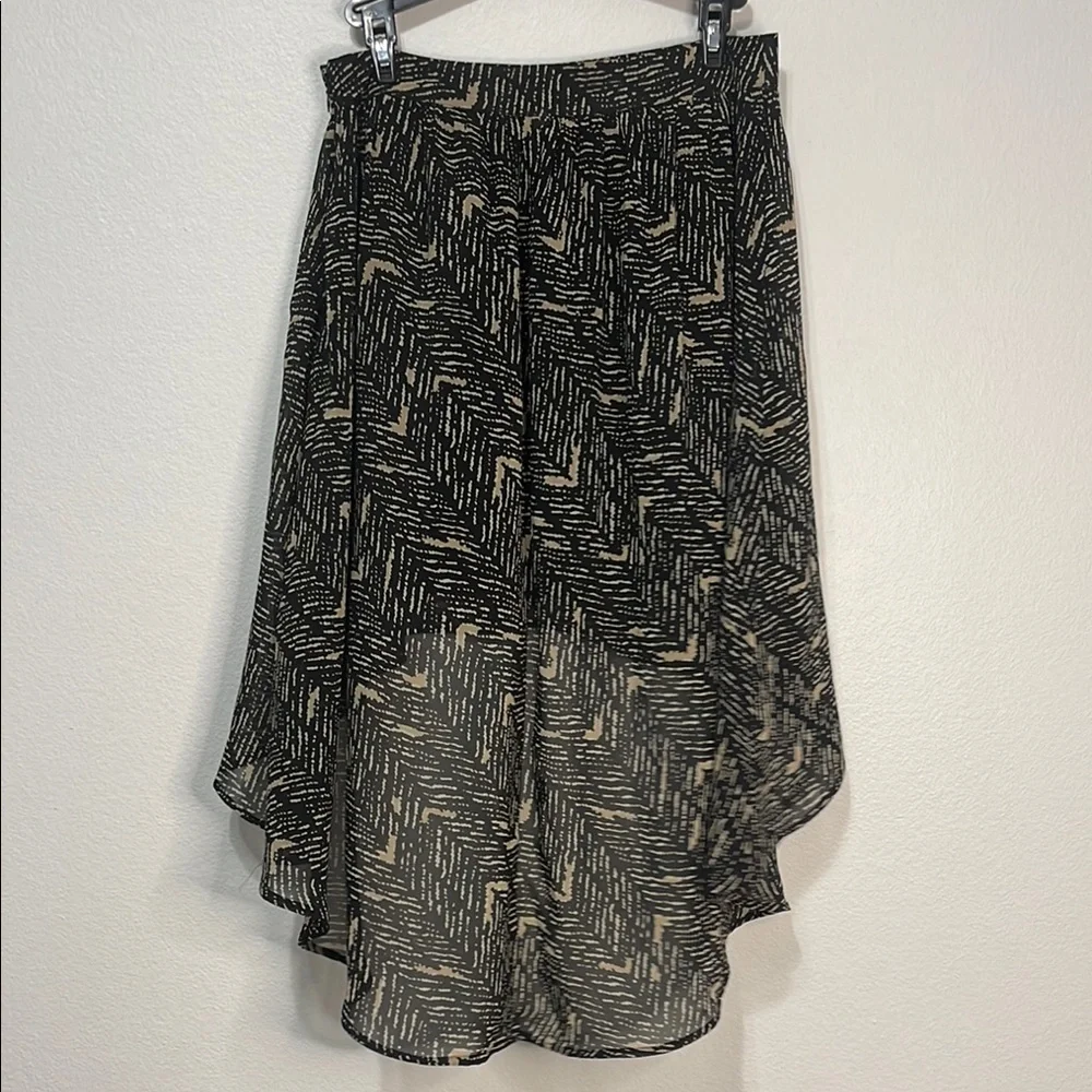 Forever 21 Black and Beige High-Low Midi Skirt Size Medium Waist 14” No Stretch - Picture 3 of 8